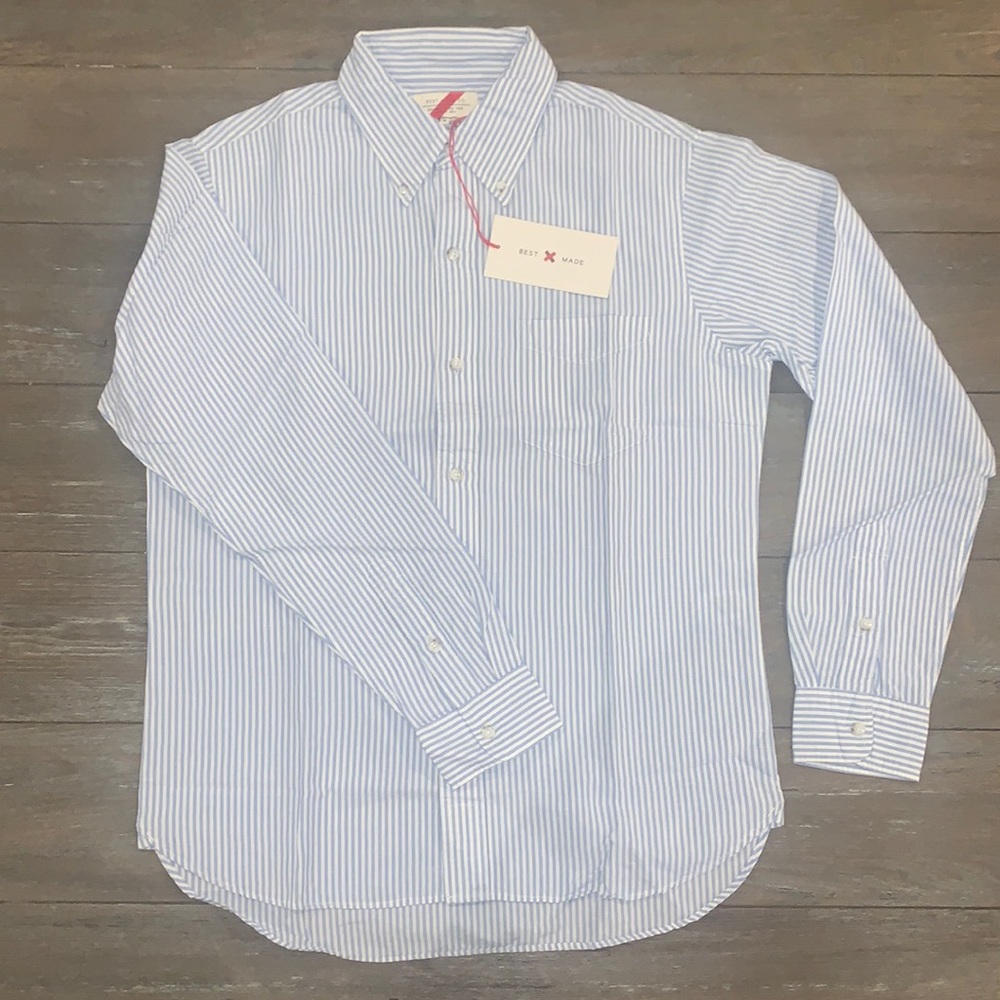 Best Made Co Stripe Cotton Linen Standard Shirt, Men’s Dress Shirt NEW
